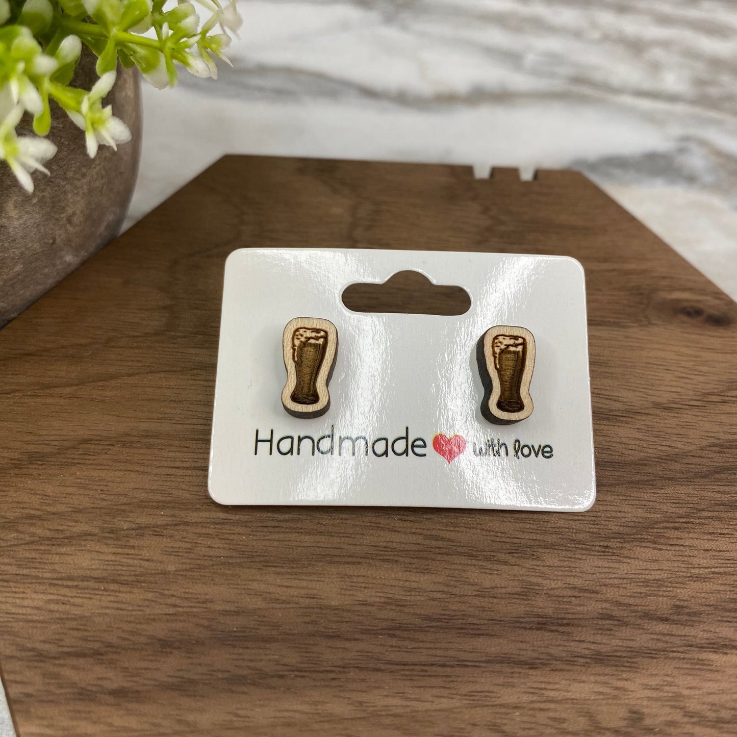 Wooden Stud Earrings - St. Patrick’s Day - #2