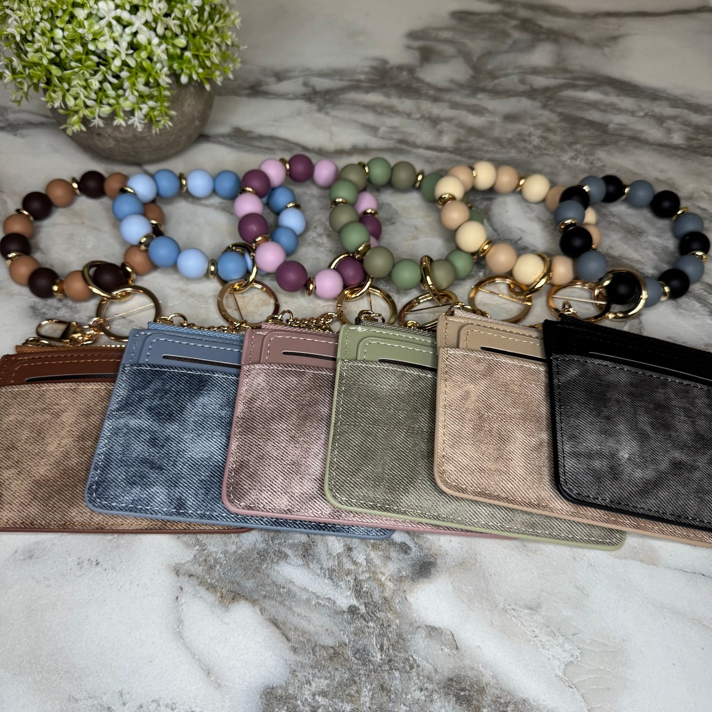 Denim Suede Bracelet Keychain & Card Holder - PREORDER 7/19-7/22
