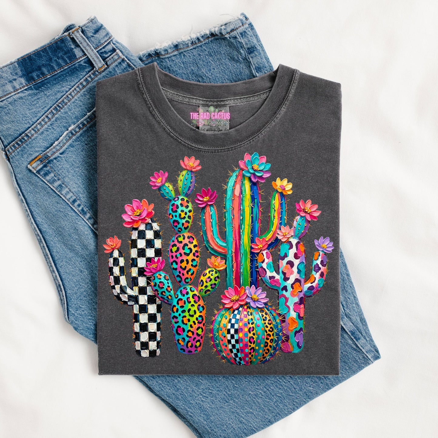 Colorful Floral Cactus Graphic Tee or Crewneck Sweatshirt