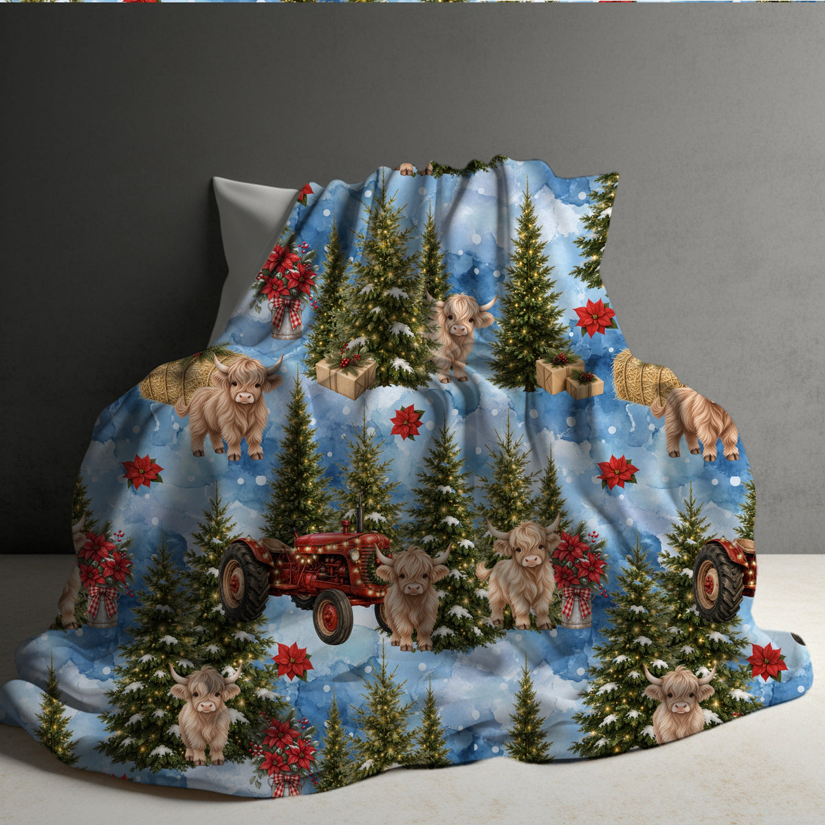 Blanket Christmas #35 - Farm Tree Highland Cow - PREORDER (Copy)