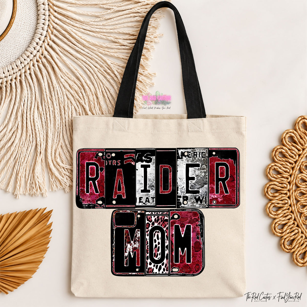 Raider Mom License Plate Tote Bag