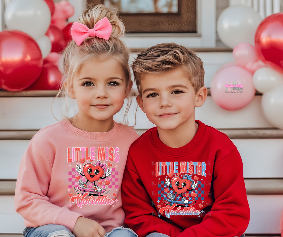 Little Miss Valentine & Little Mister Valentine Youth Graphic Tee or Crewneck Sweatshirt