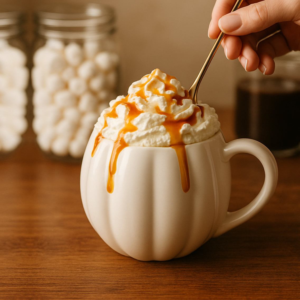 Autumn Tea Time with Ceramic Pumpkin Mug
Cozy Fall Morning Coffee in Pumpkin Shaped Cup