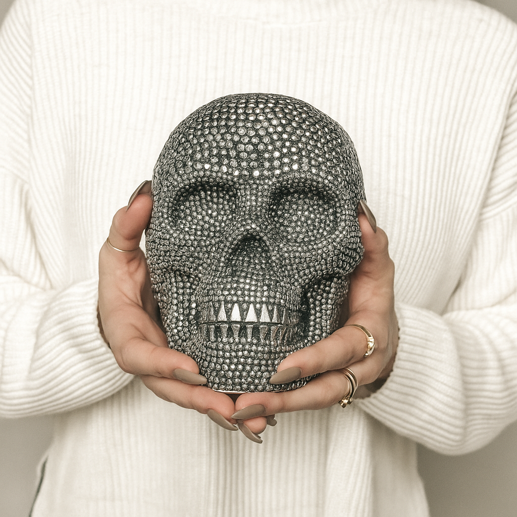 Resin Skull Silver Figurine