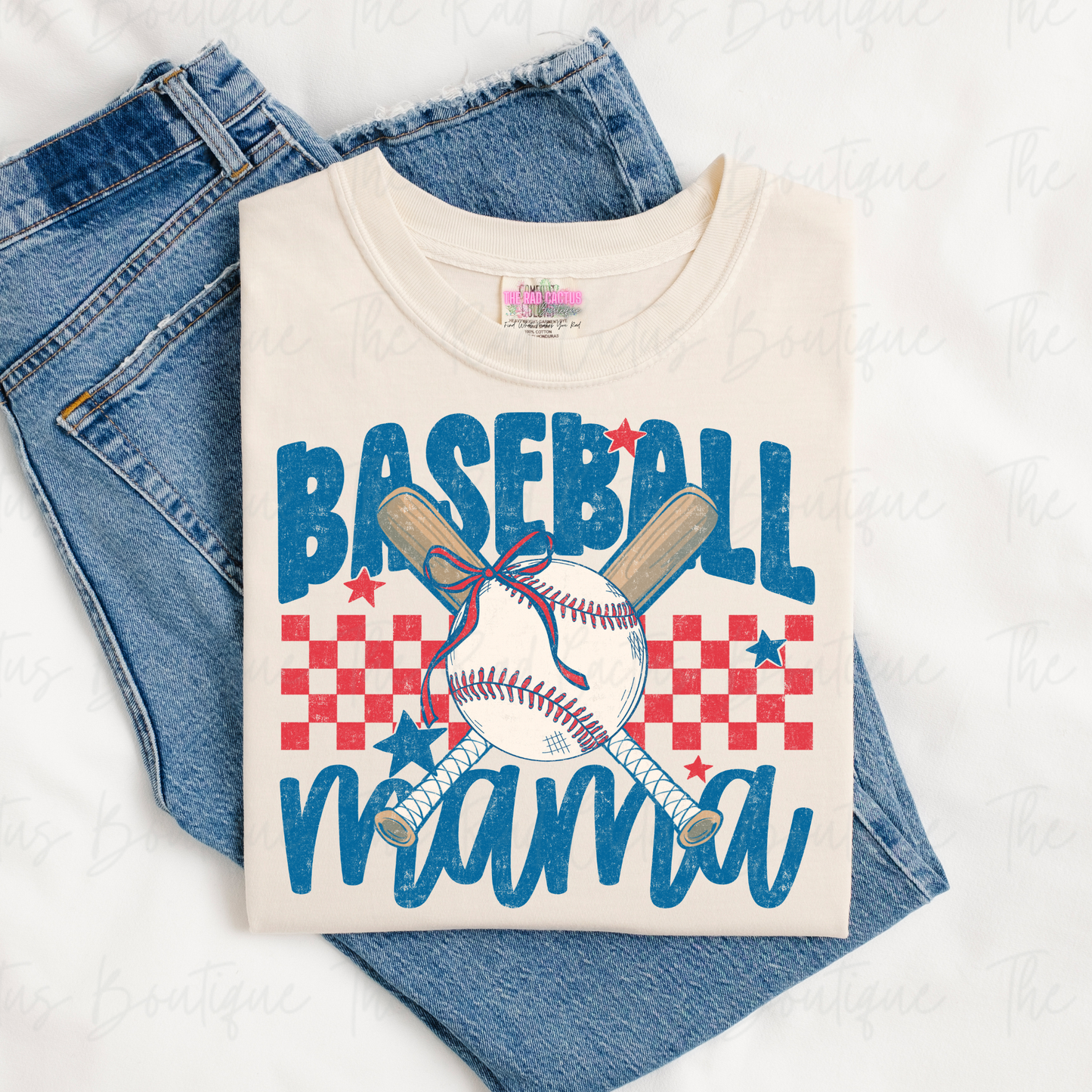 Baseball Mama Blue Ink Graphic Tee or Crewneck Sweatshirt