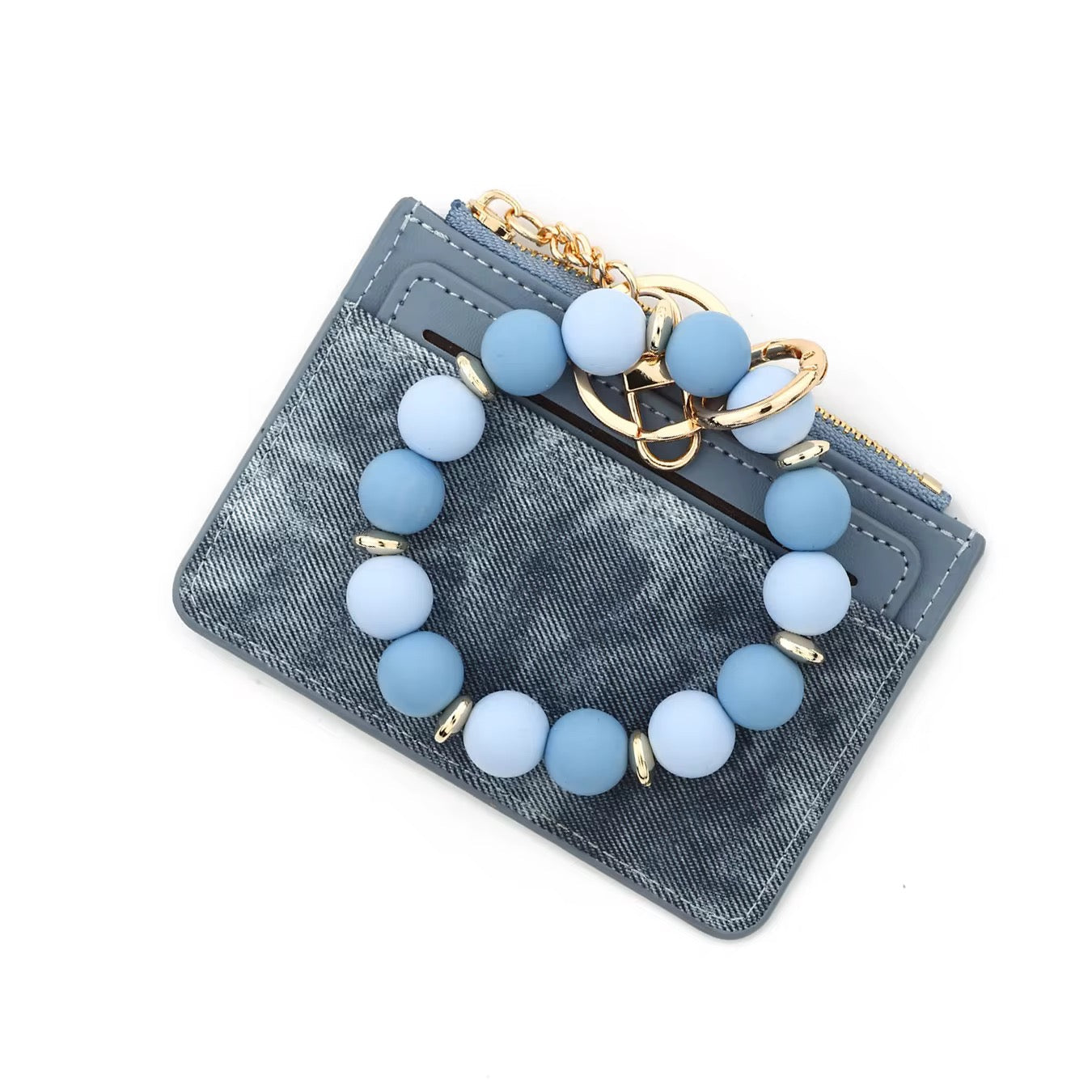 Denim Suede Bracelet Keychain & Card Holder - PREORDER 7/19-7/22