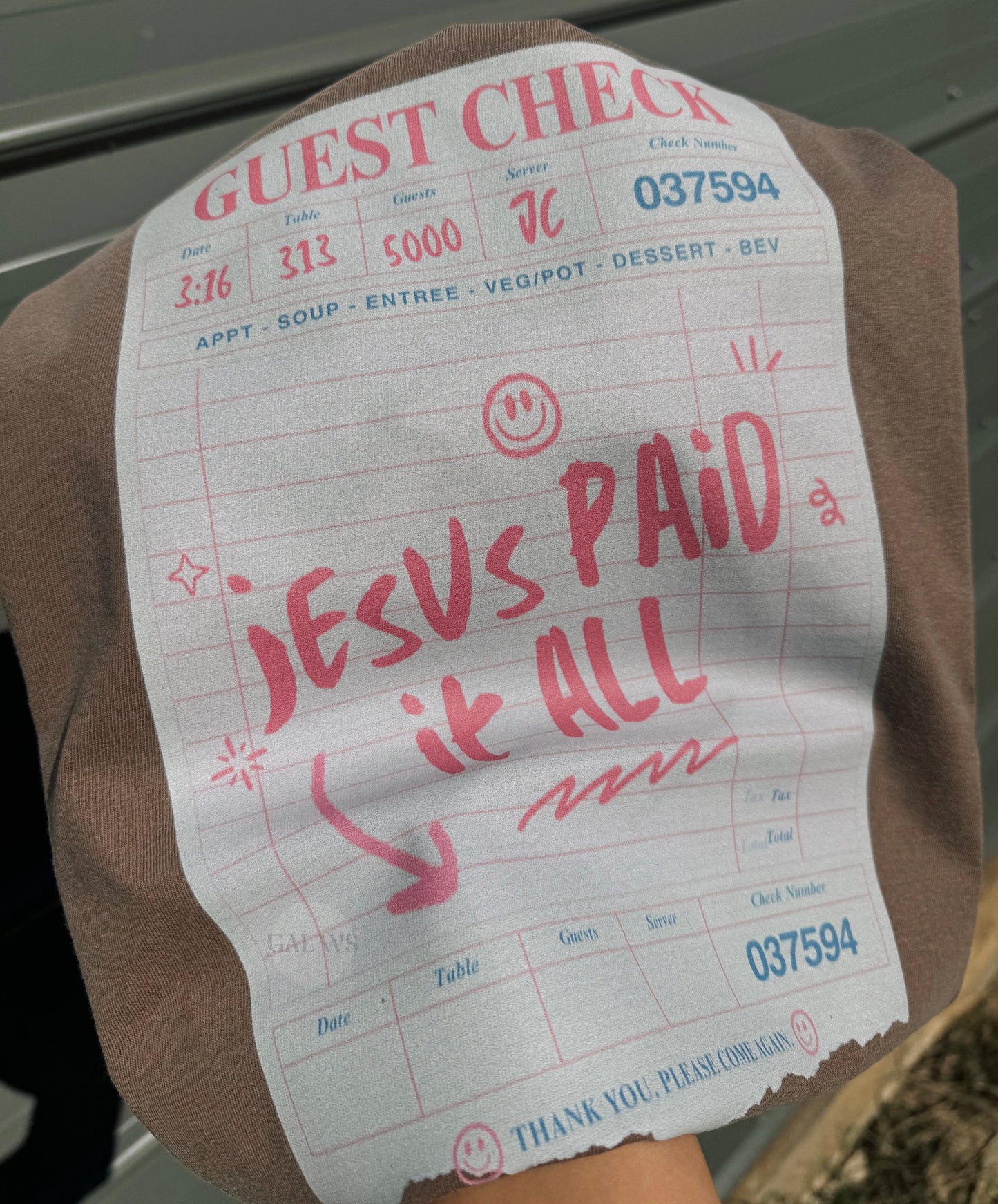 Jesus Paid It All Guest Check Tee/Sweatshirt