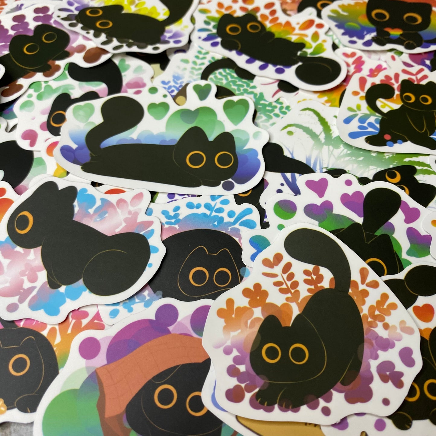 Stickers - Black Cat Colorful Splatter