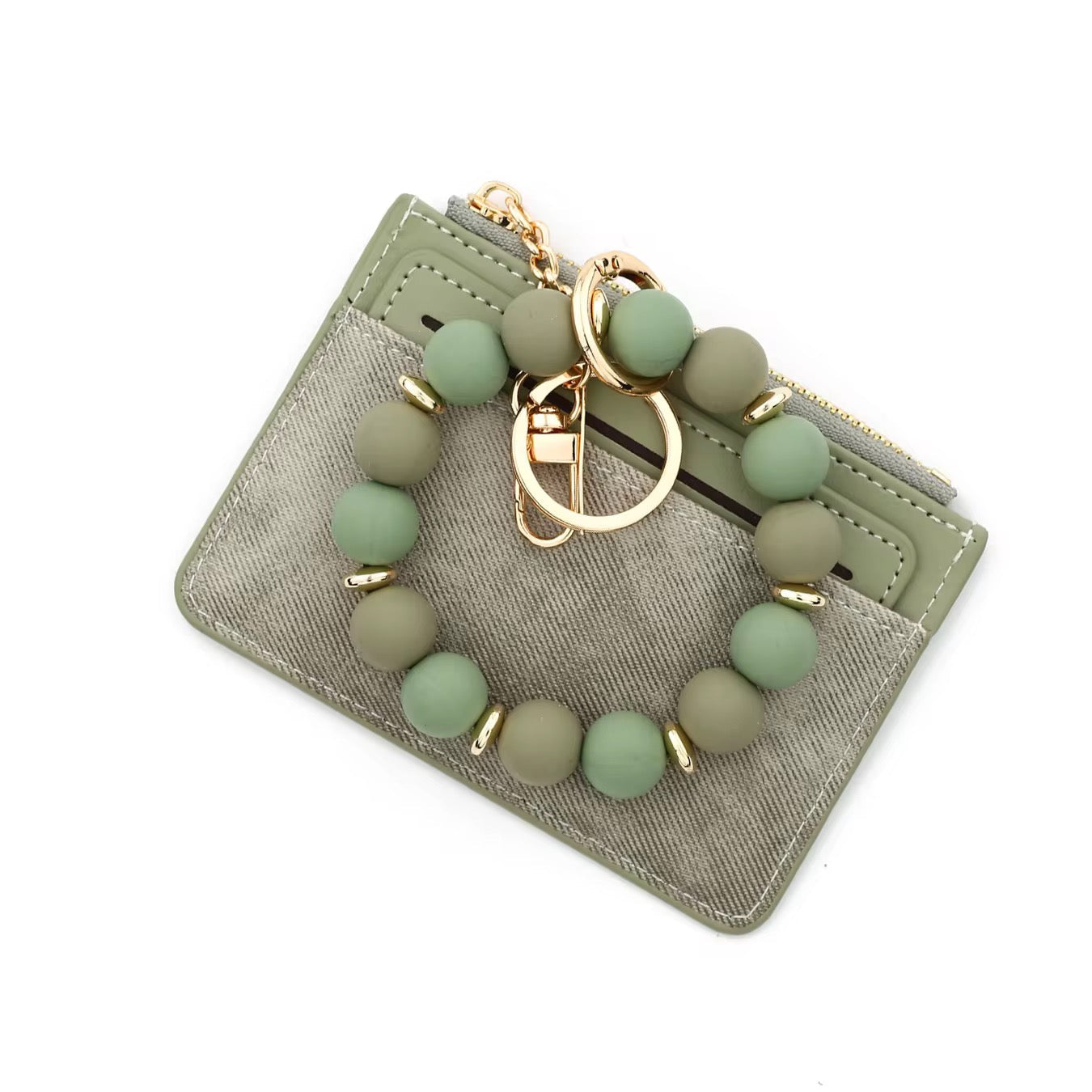 Denim Suede Bracelet Keychain & Card Holder - PREORDER 7/19-7/22
