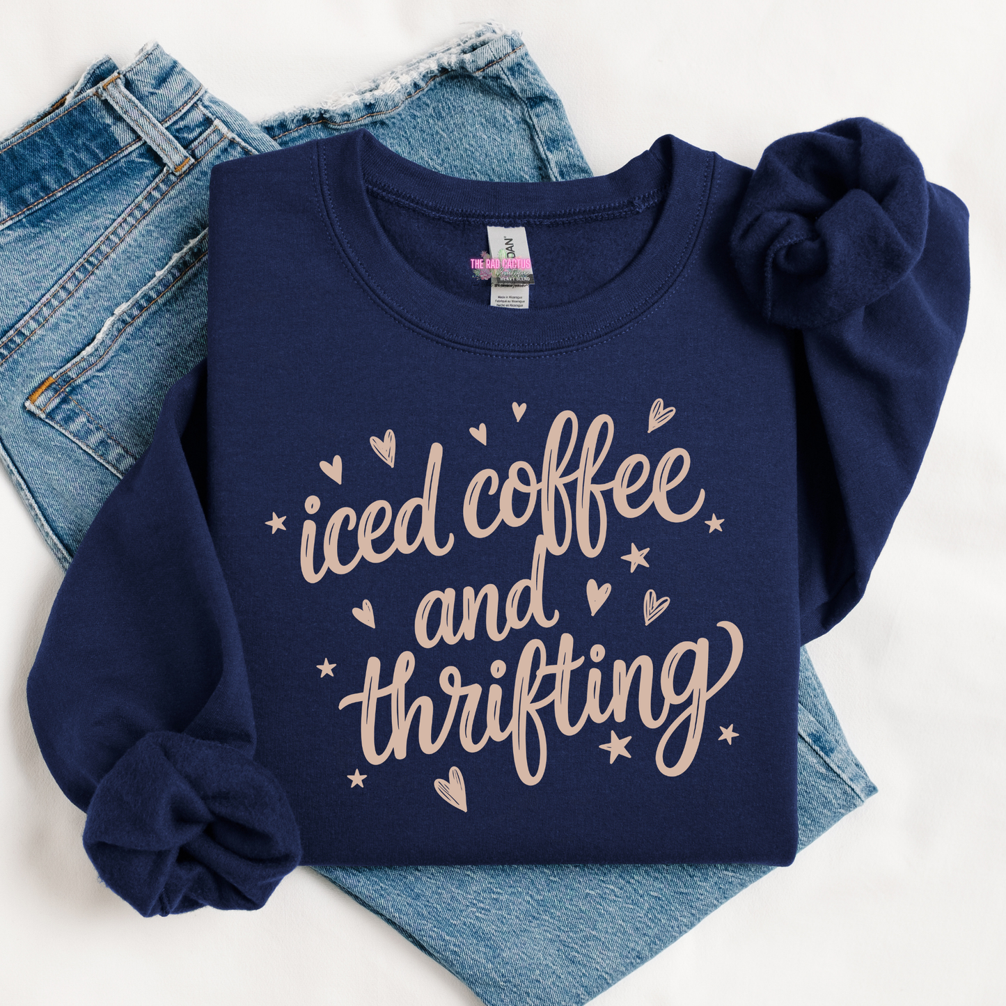 Iced Coffee And Thrifting Graphic Tee or Crewneck Sweatshirt