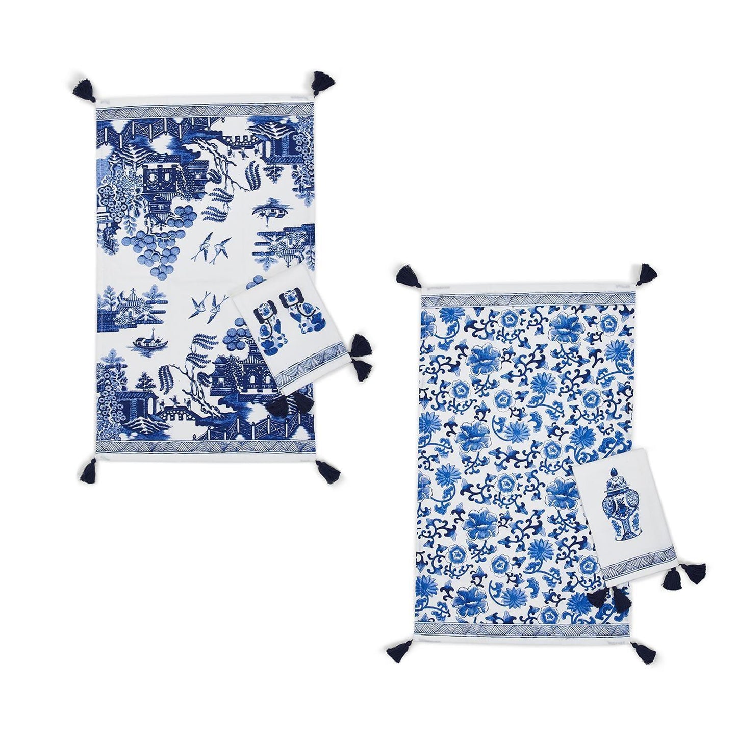 Blue Dish Towel Set, Tea Towel Set Blue