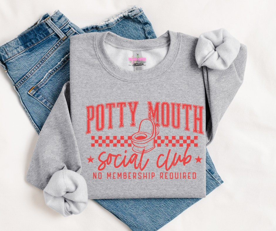 Potty Mouth Social Club Red Ink Graphic Tee or Crewneck Sweatshirt