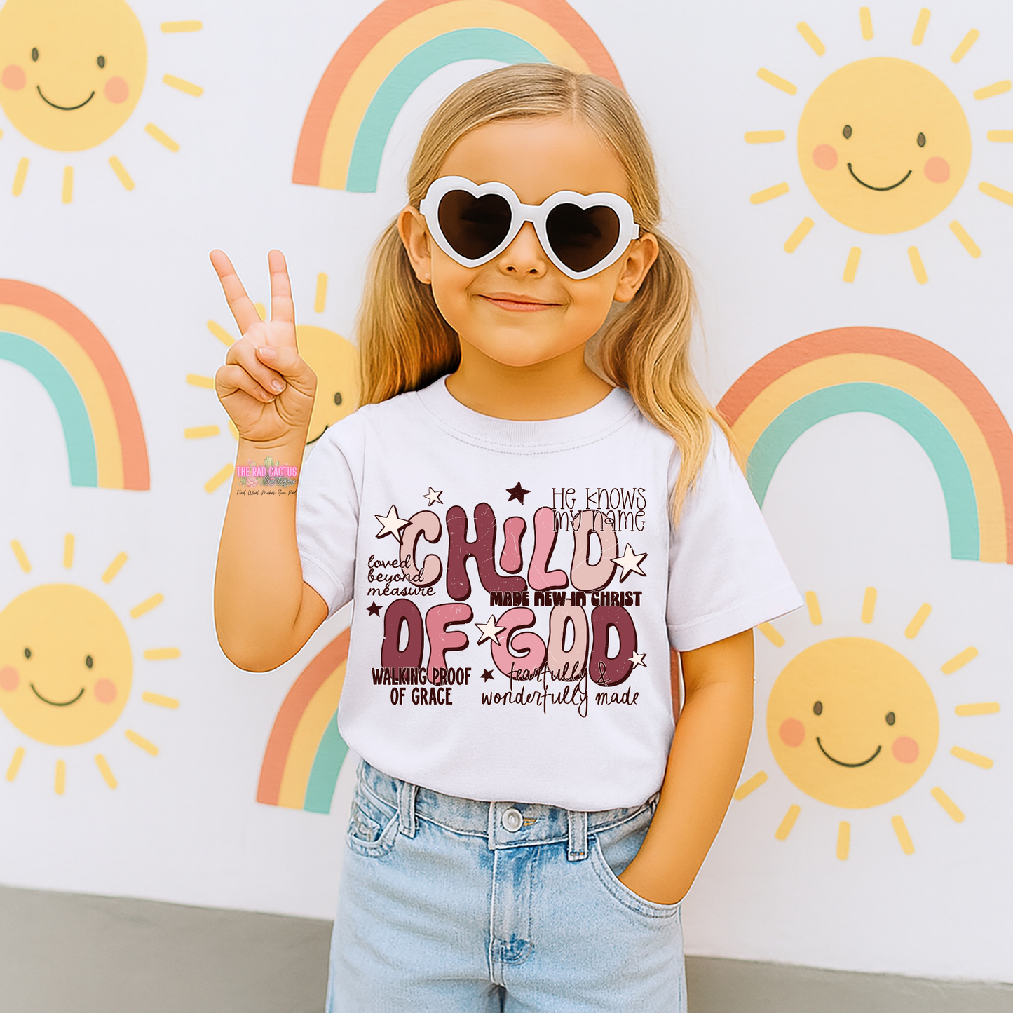 Child of God Retro Youth Girls Graphic Tee or Crewneck Sweatshirt