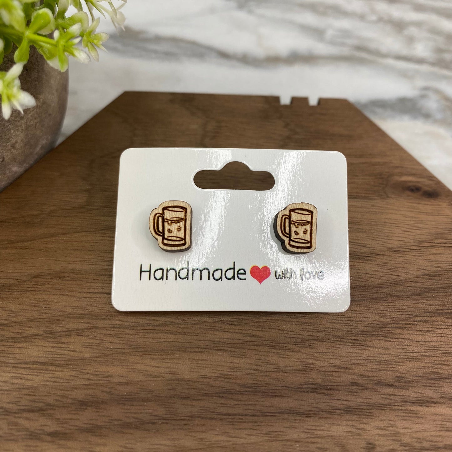 Wooden Stud Earrings - St. Patrick’s Day - #3