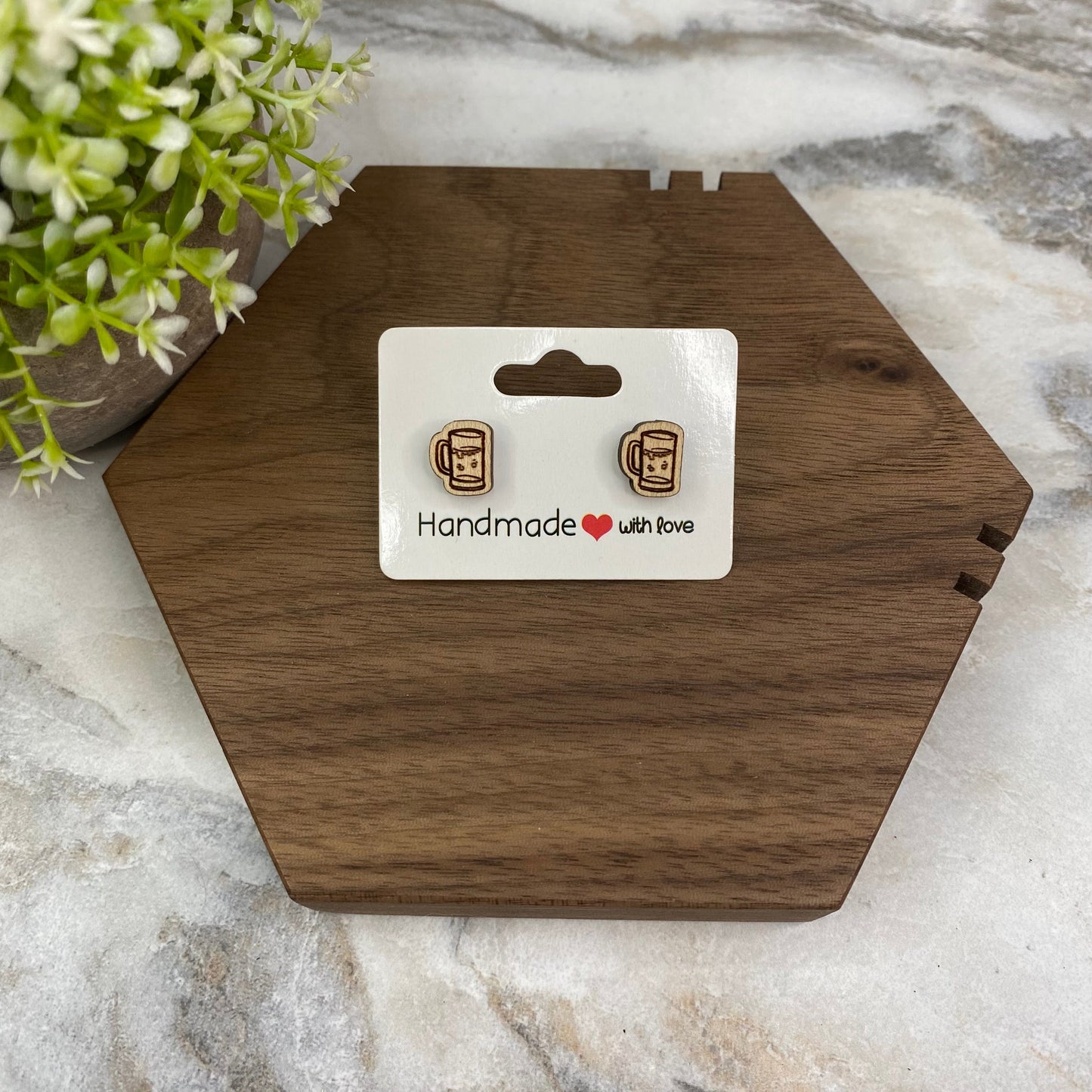 Wooden Stud Earrings - St. Patrick’s Day - #3