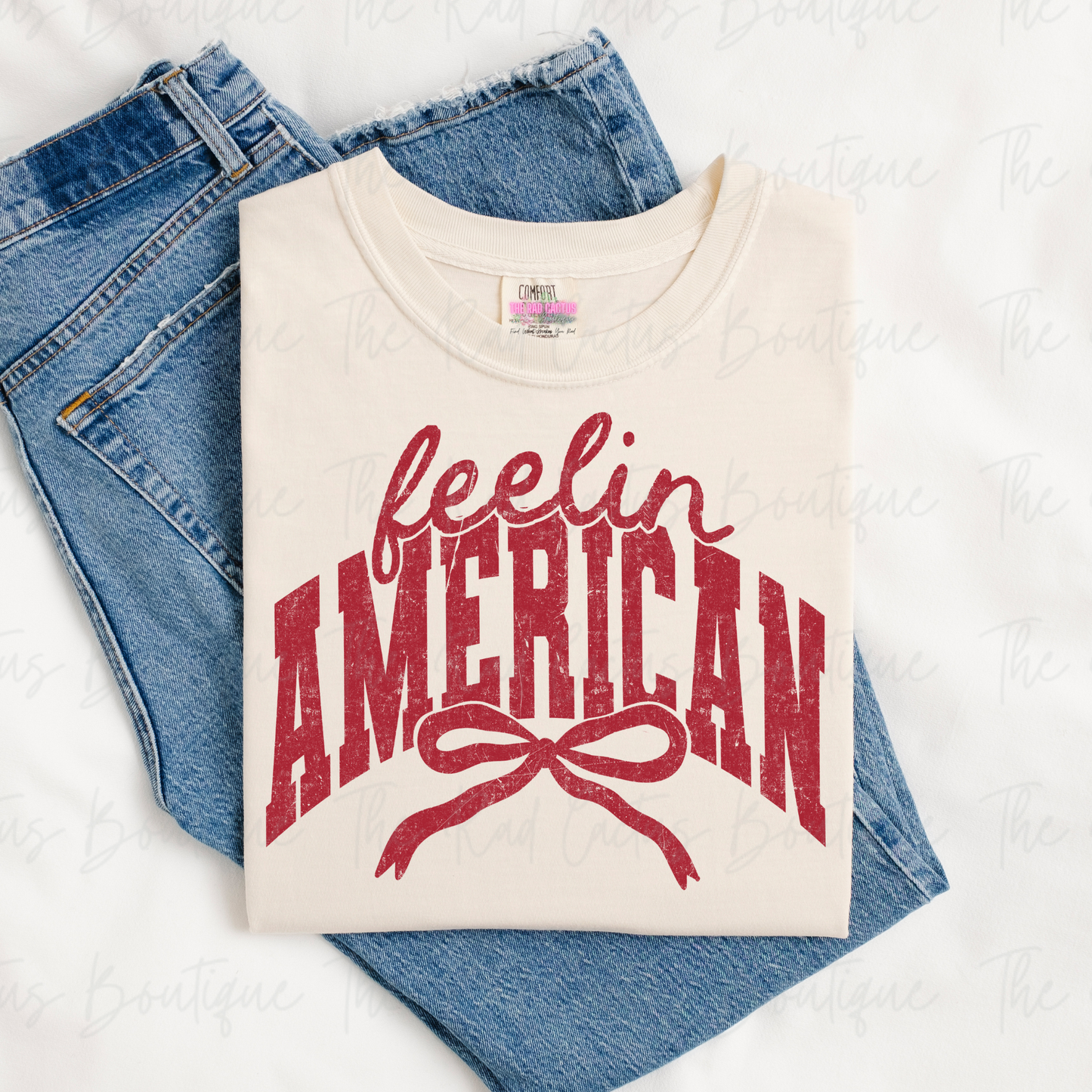 Feelin’ American Patriotic Red Ink Graphic Tee or Crewneck Sweatshirt