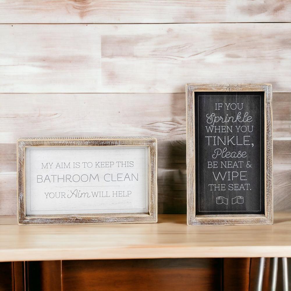 Aim + Sprinkle Tinkle Double Sided Sign