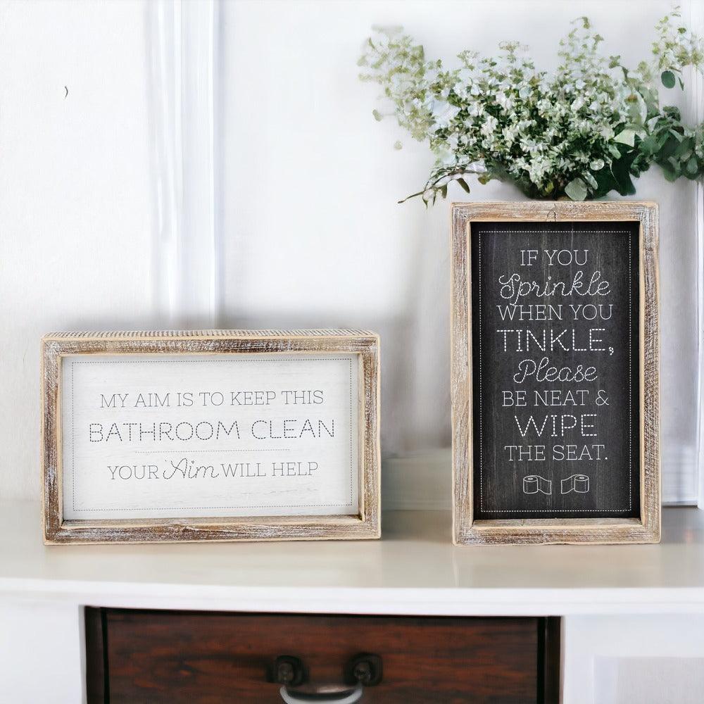 Aim + Sprinkle Tinkle Double Sided Sign