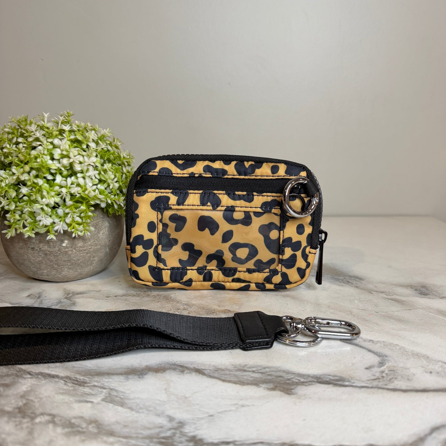 Rue - Nylon Wristlet Wallet - Gold Black Animal