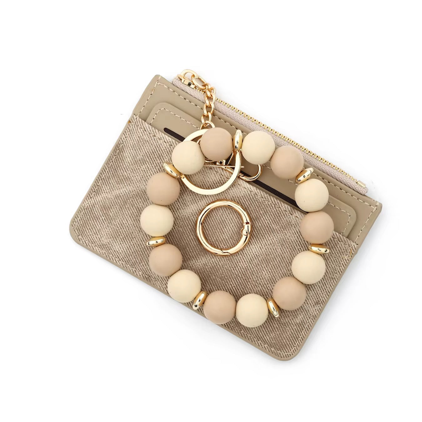 Denim Suede Bracelet Keychain & Card Holder - PREORDER 7/19-7/22