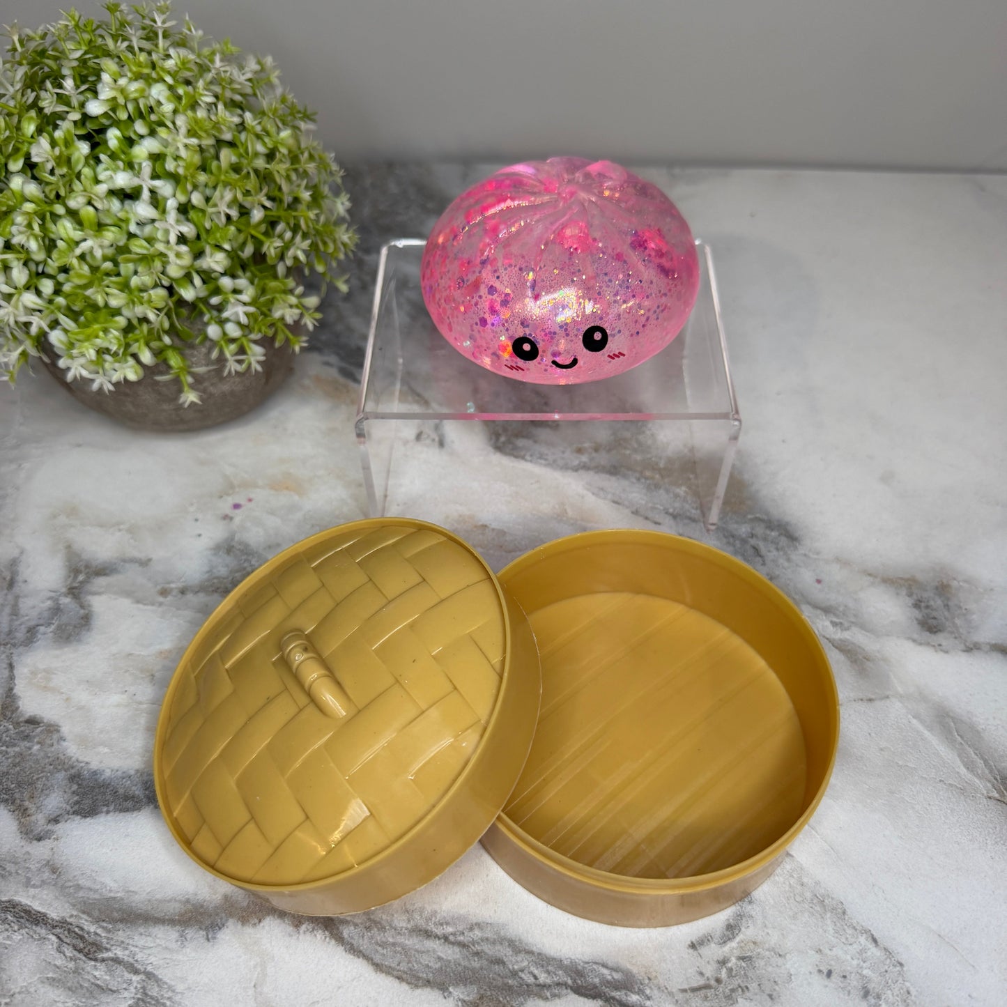 Squishy Toy - Viral Dumpling, Slow Rise Glitter - Pink