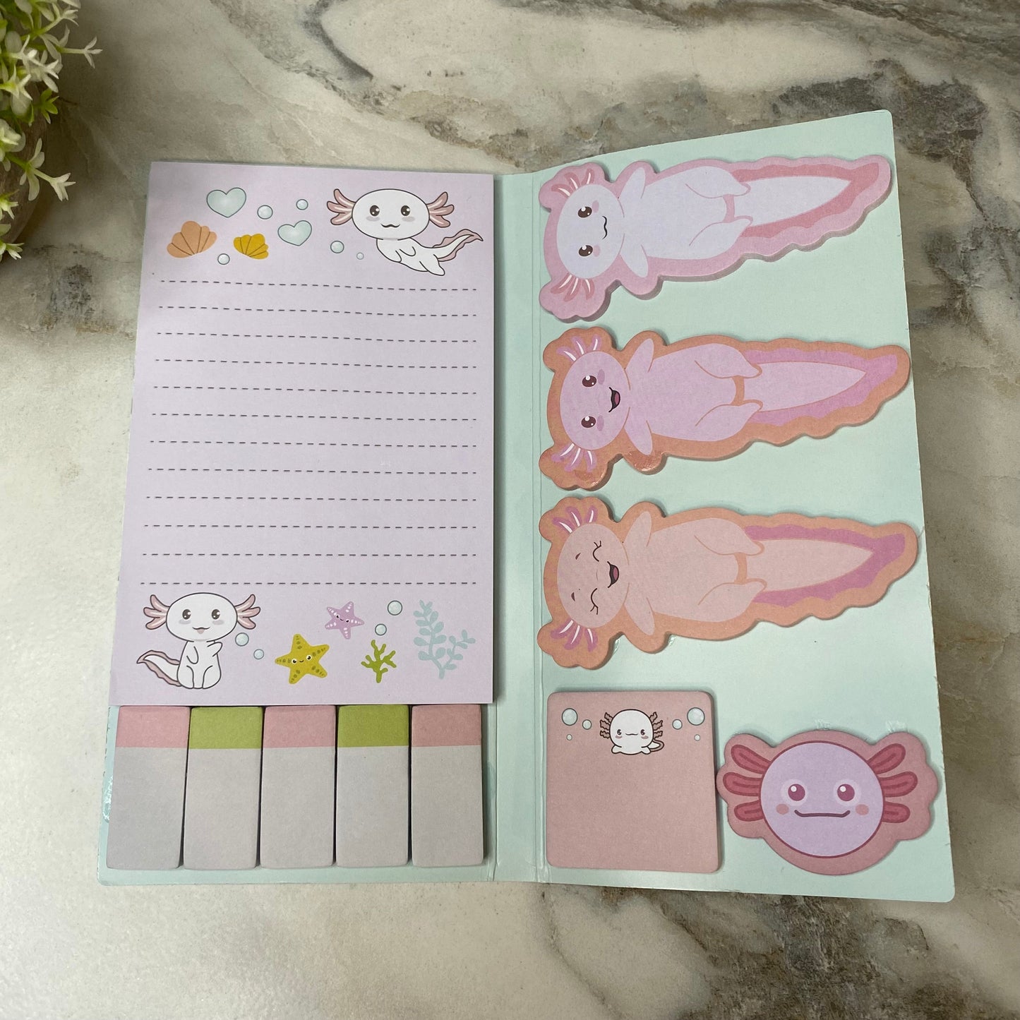 Sticky Note Booklet Set - Axolotl - PREORDER 6/21-6/24