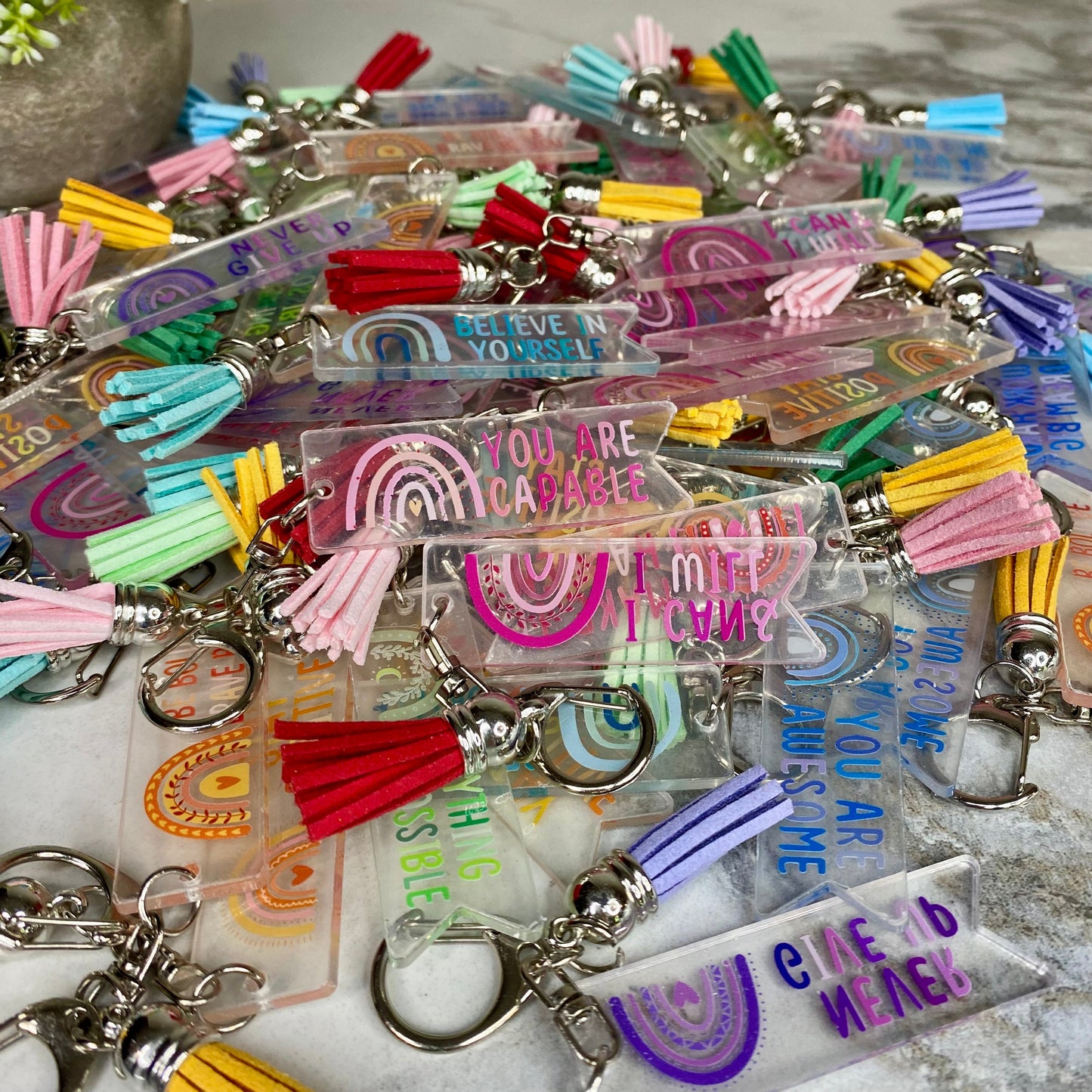 Keychains - Clear Acrylic Positivity