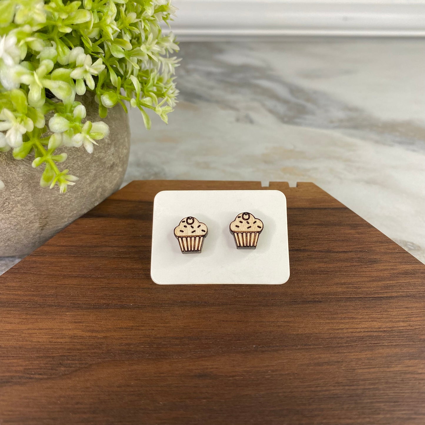 Wooden Stud Earrings - C.Cake