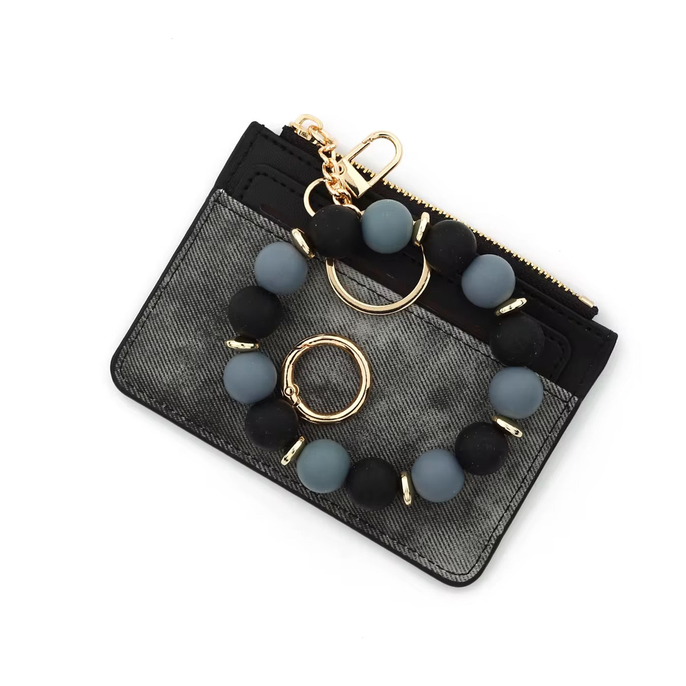 Denim Suede Bracelet Keychain & Card Holder - PREORDER 7/19-7/22
