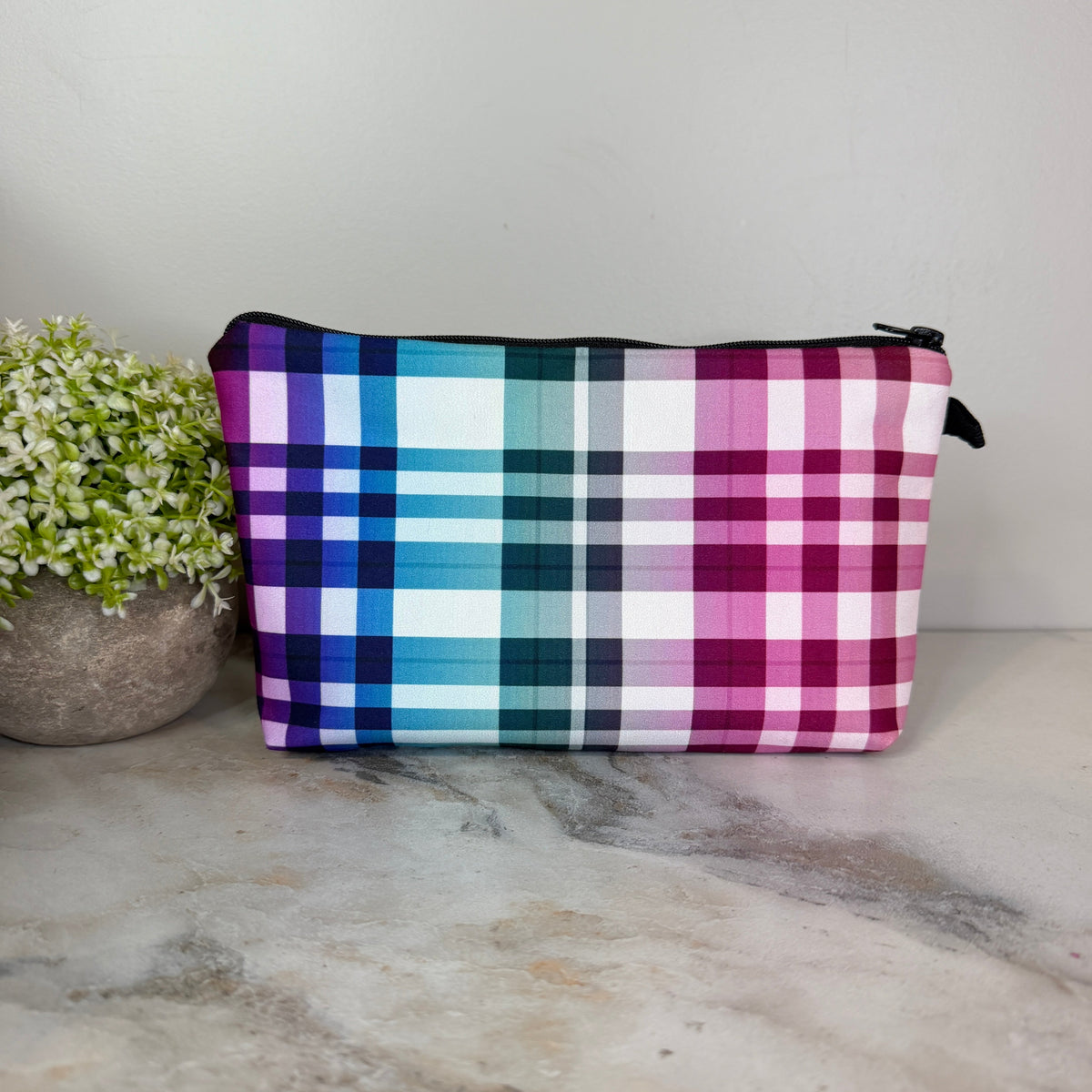 Pouch - Plaid Blue Mint Pink