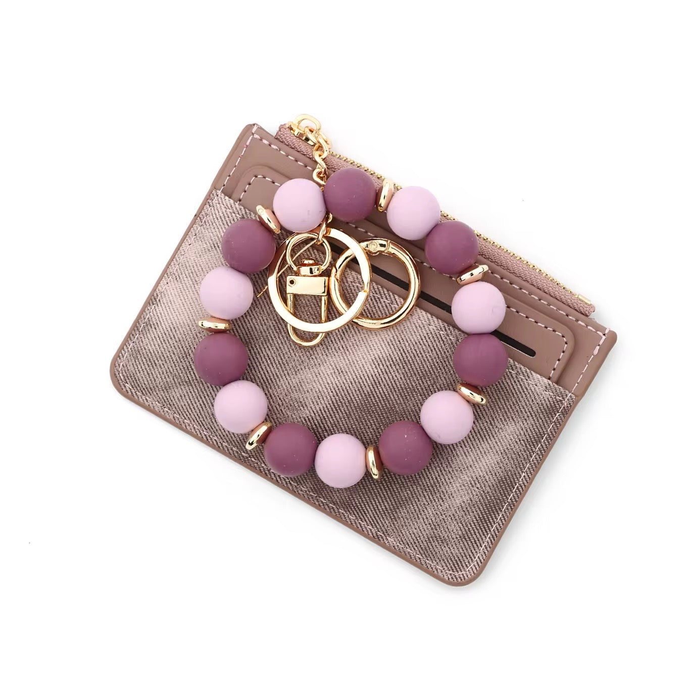 Denim Suede Bracelet Keychain & Card Holder - PREORDER 7/19-7/22