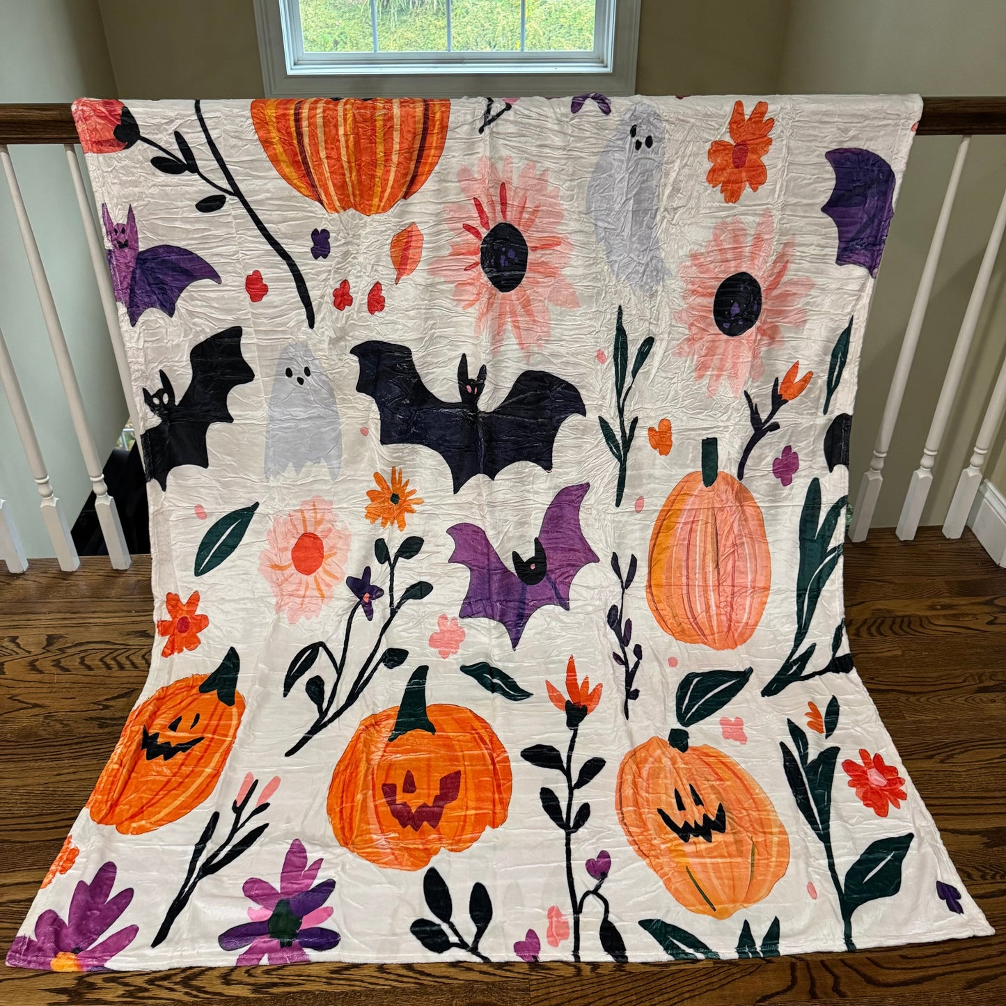 Blanket - Halloween - White Pumpkin Bat - PREORDER 7/29-8/1