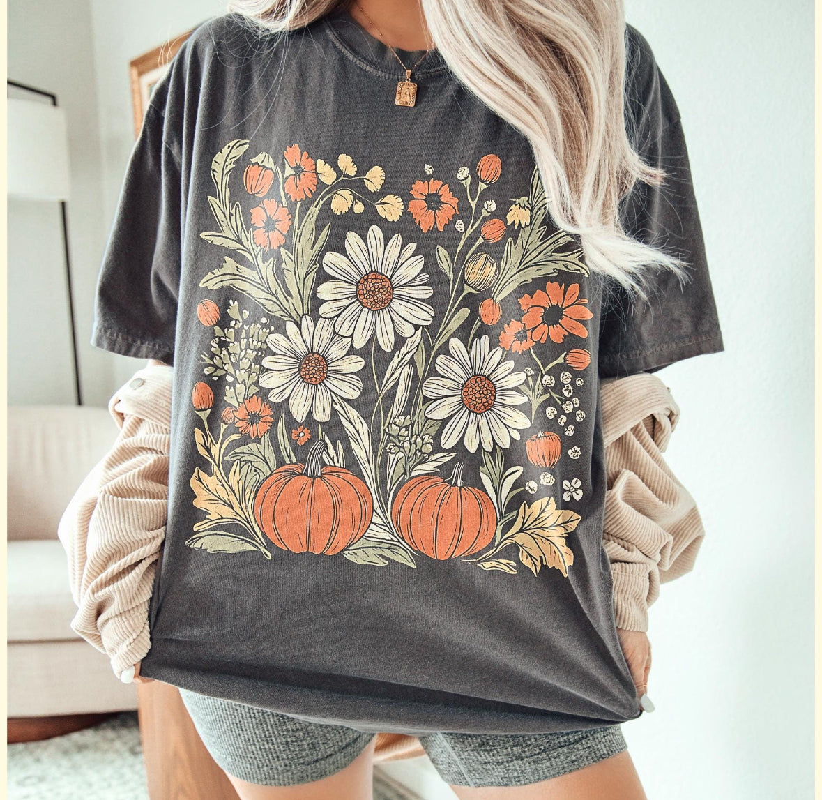 Floral Pumpkin Tee (Comfort Colors)