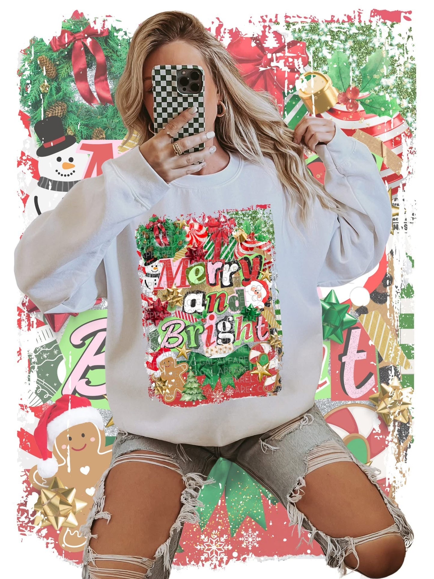 Merry & Bright Collage Tee/Sweatshirt