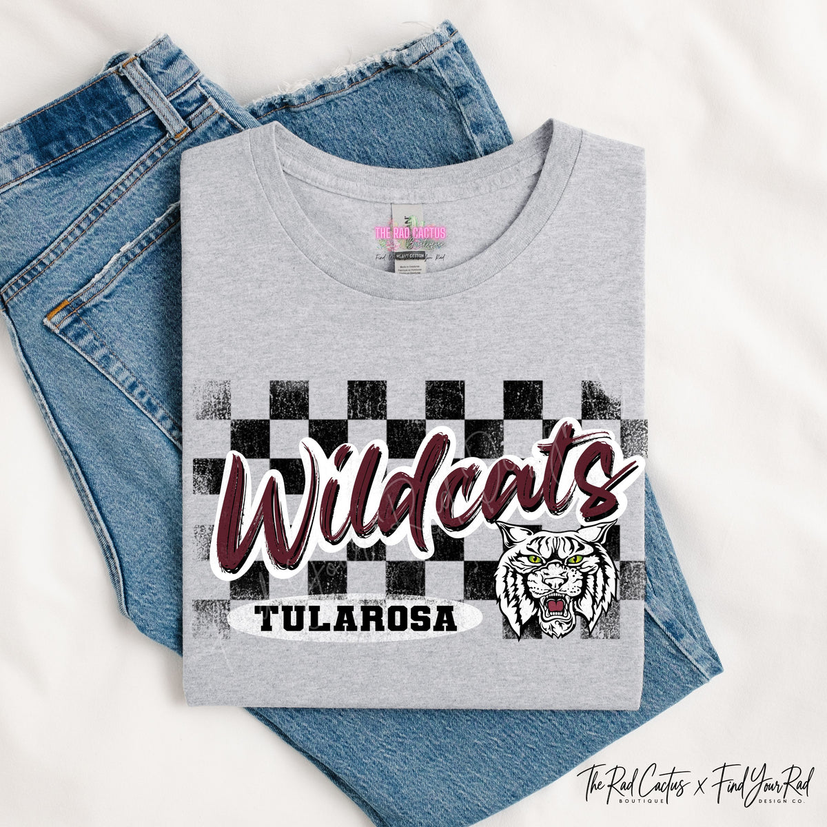 Tularosa Wildcats Checkerboard Graphic Tee or Crewneck