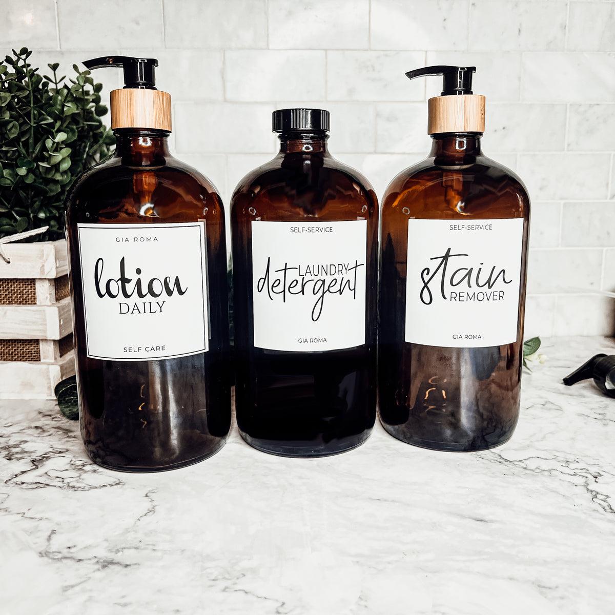 32oz Glass Amber Dispensers