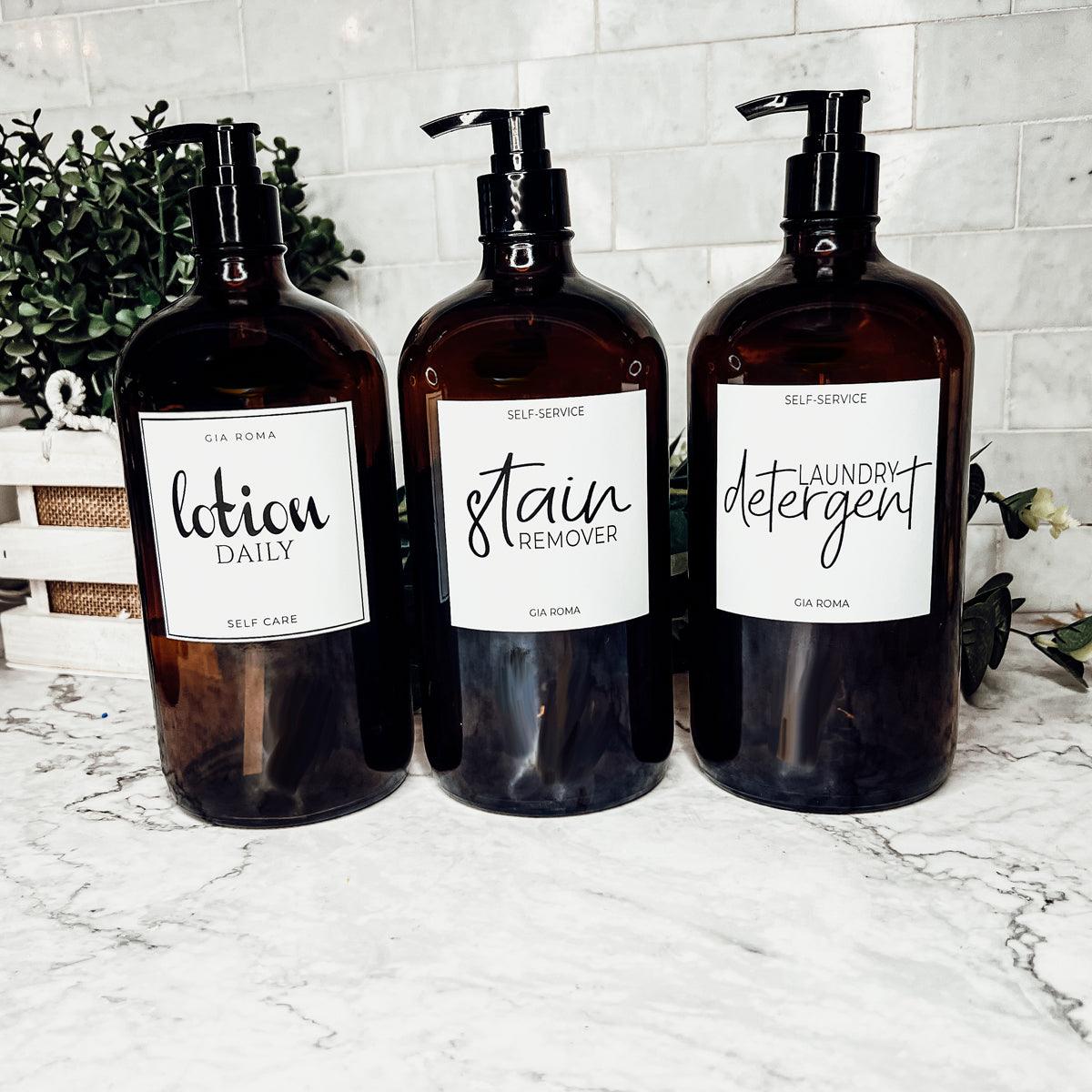 32oz Glass Amber Dispensers