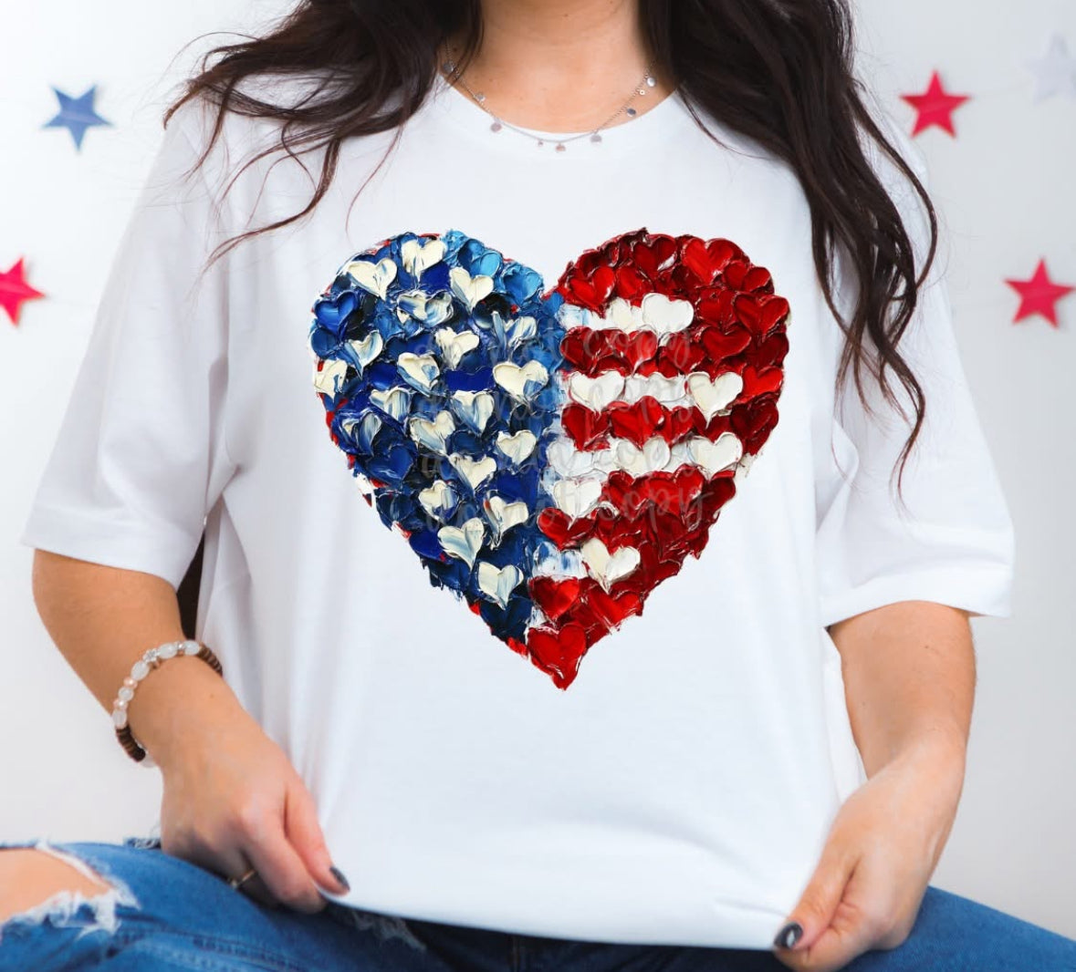 American Flag Paint Heart Tee/Sweatshirt
