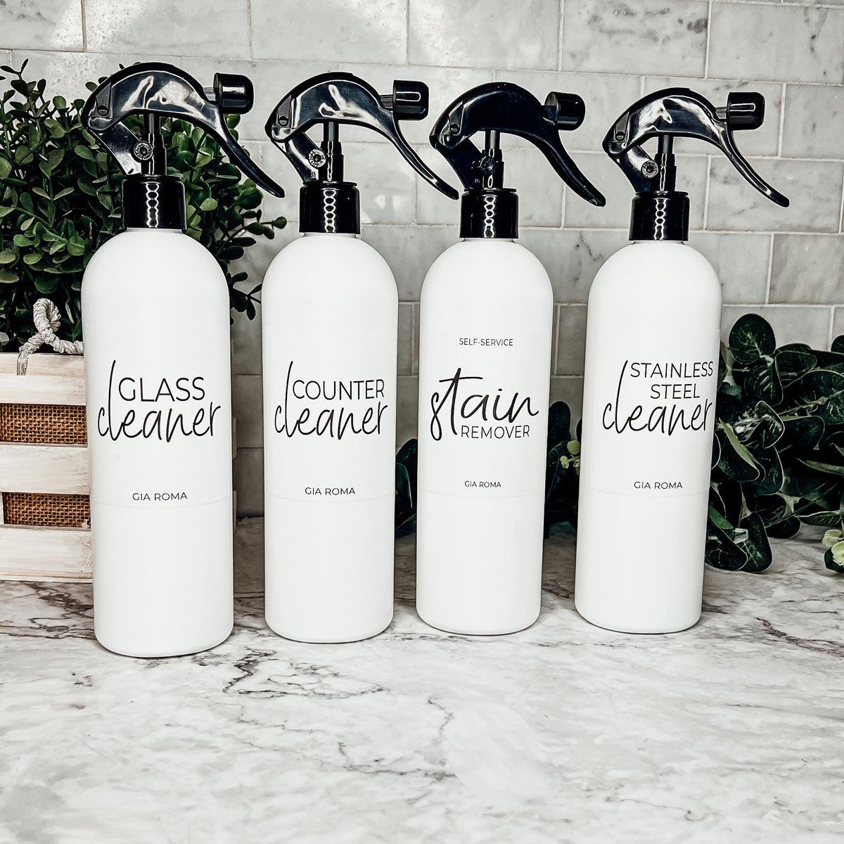 White Cleaning Bottles Refillable, 16oz Plastic Spray bottles for Cleaning