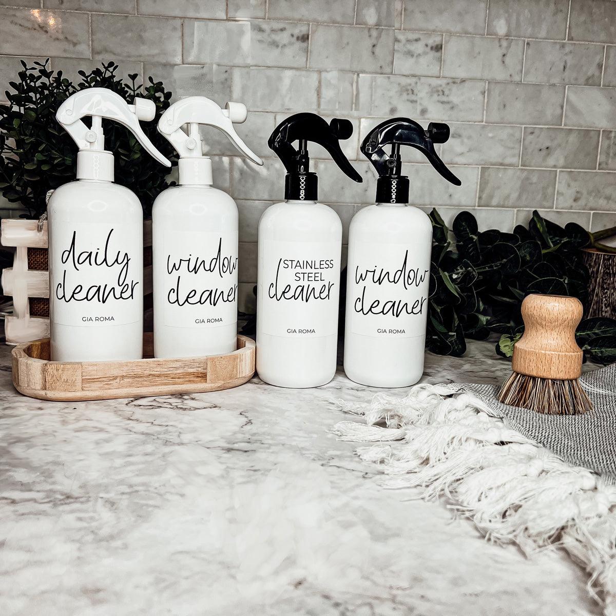 DIY Home Cleaning Projects, White Soap Bottles with Spray Pumps