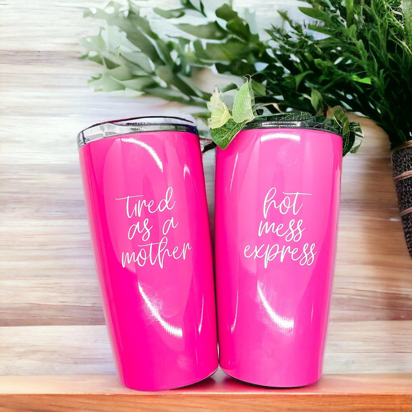 Tired as a Mother Pink Tumbler