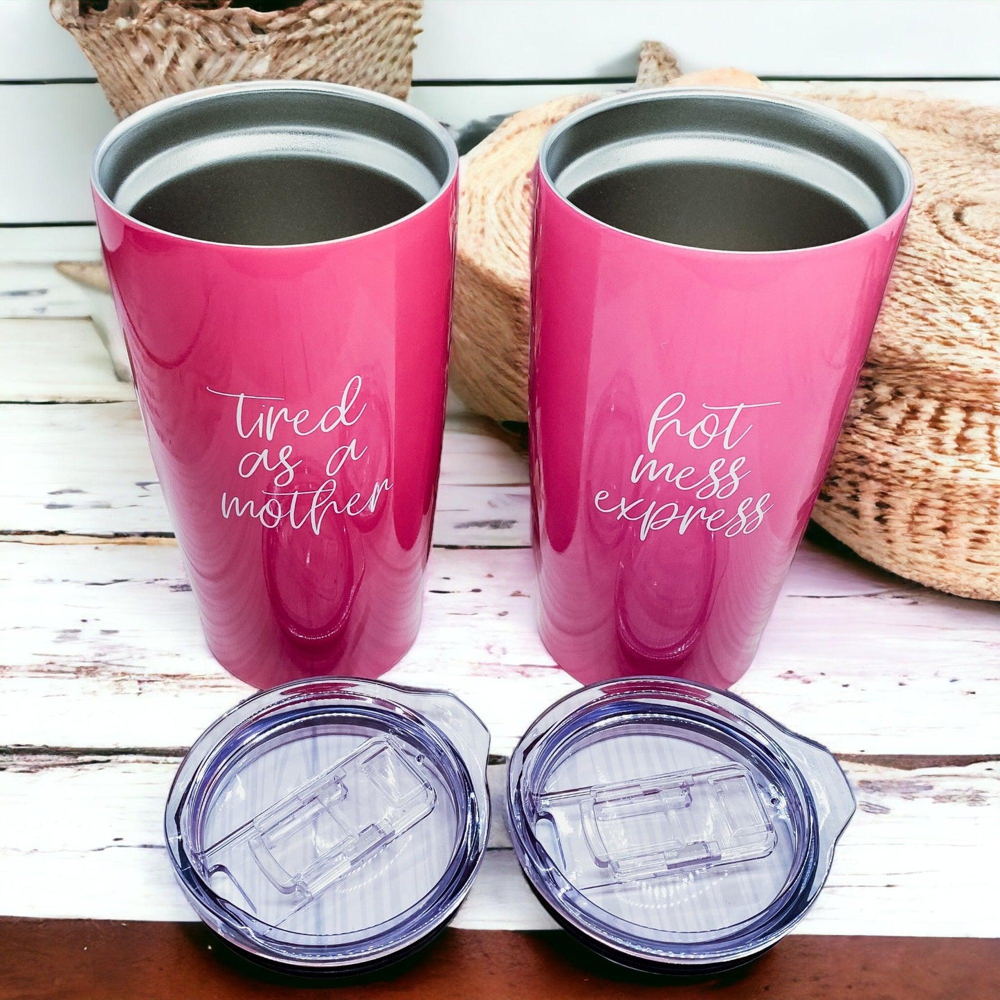 Tired as a Mother Pink Tumbler