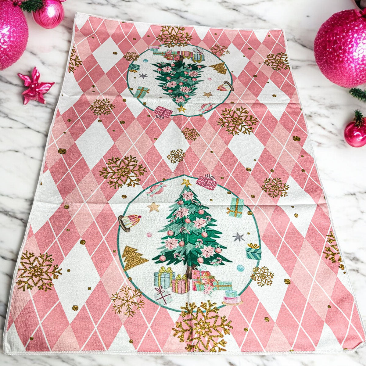 Pink Tea Towels
Gold Snowflakes
Gold Glitter Snowflake Decorations
Gold Glitter Snowflakes