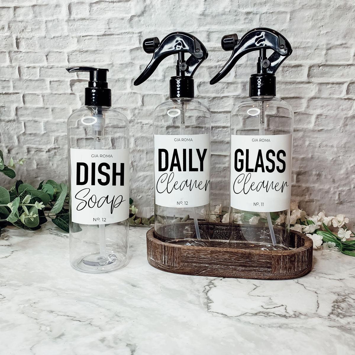 Clear Cleaning Bottles with Black spray Pump