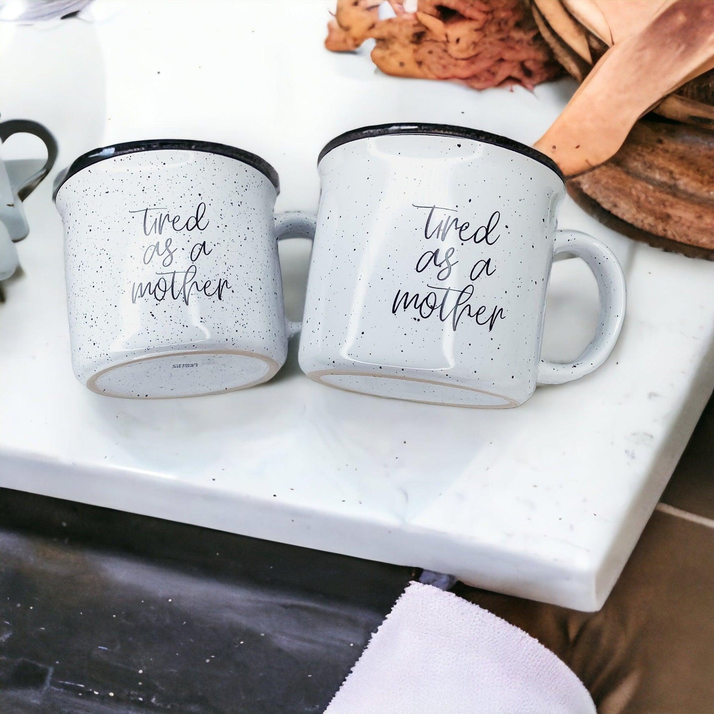 Tired as a Mother Mug Black Rim