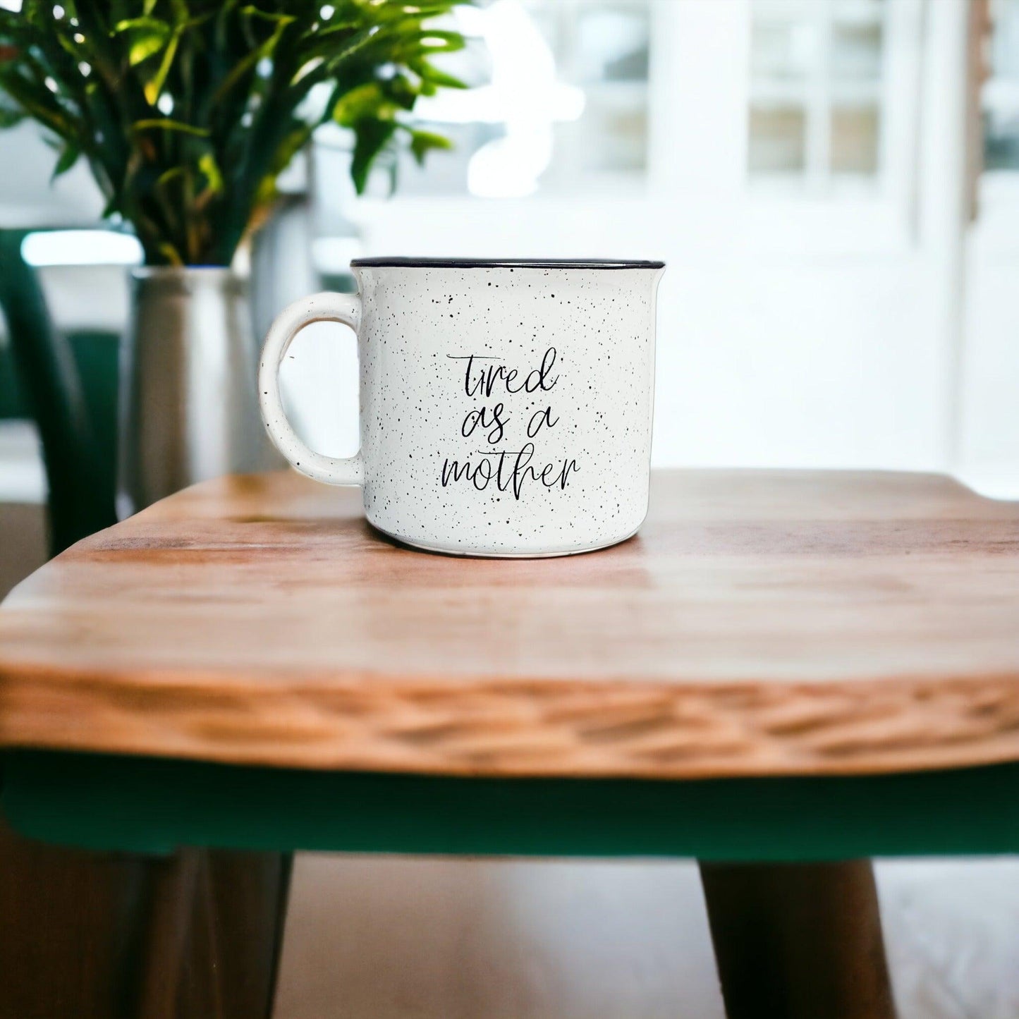 Tired as a Mother Mug Black Rim