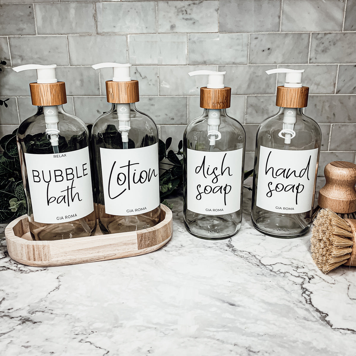 16oz Glass Clear Dispenser | White Label