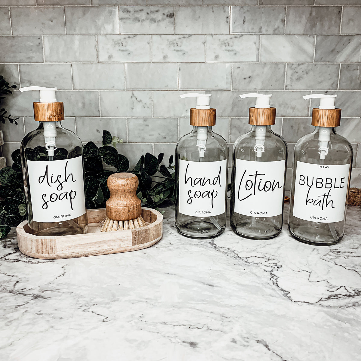 16oz Glass Clear Dispenser | White Label