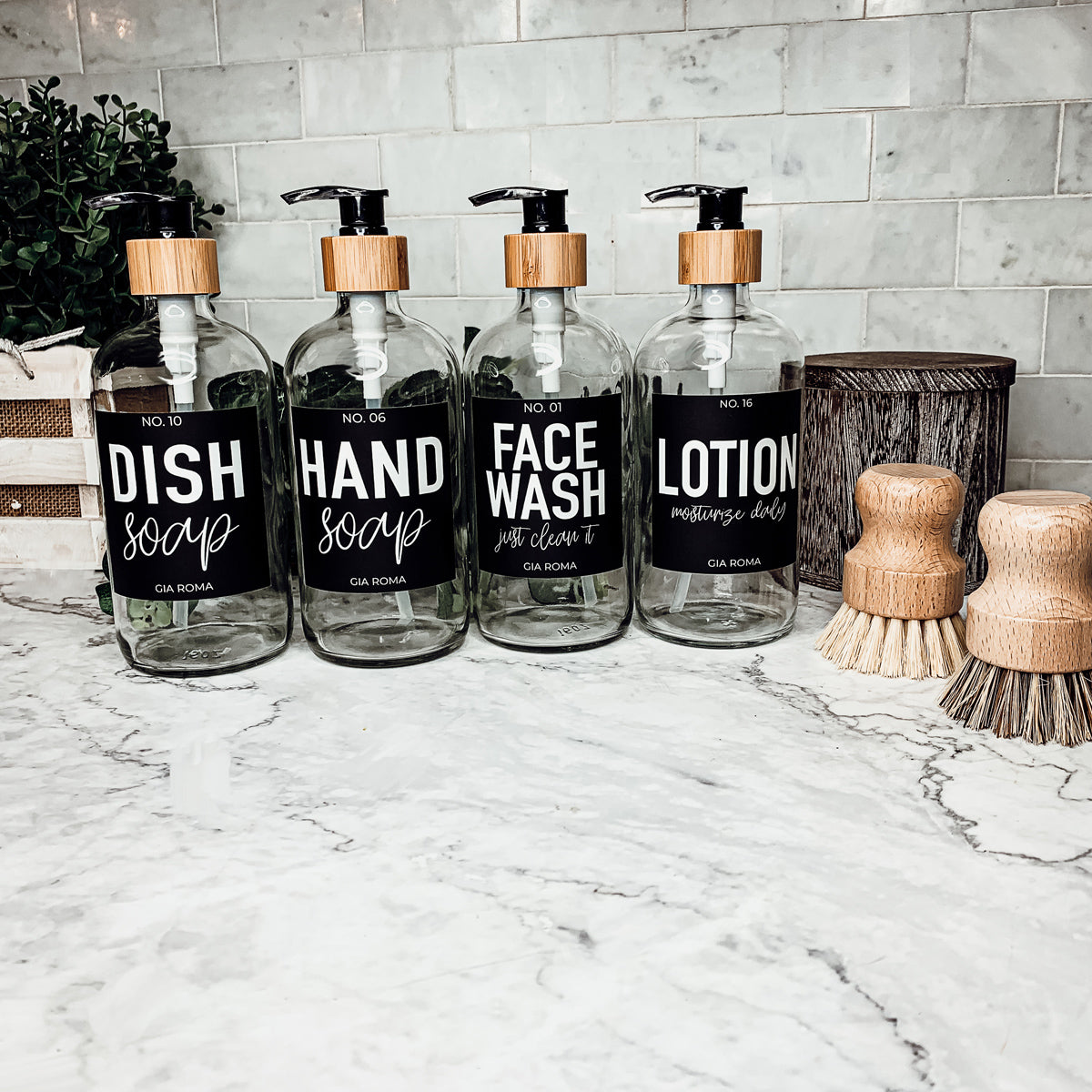 16oz Glass Clear Dispenser | Black Label