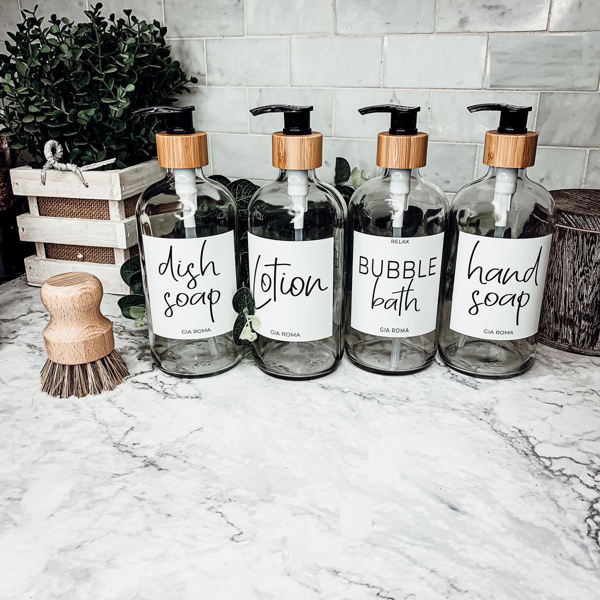16oz Glass Clear Dispenser | White Label
